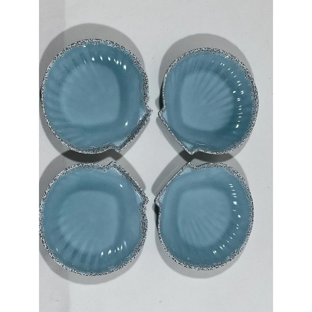Tag Living Acrylic Seashell Plates Set‎ 4 Coastal Beach Dessert Appetizer Decor